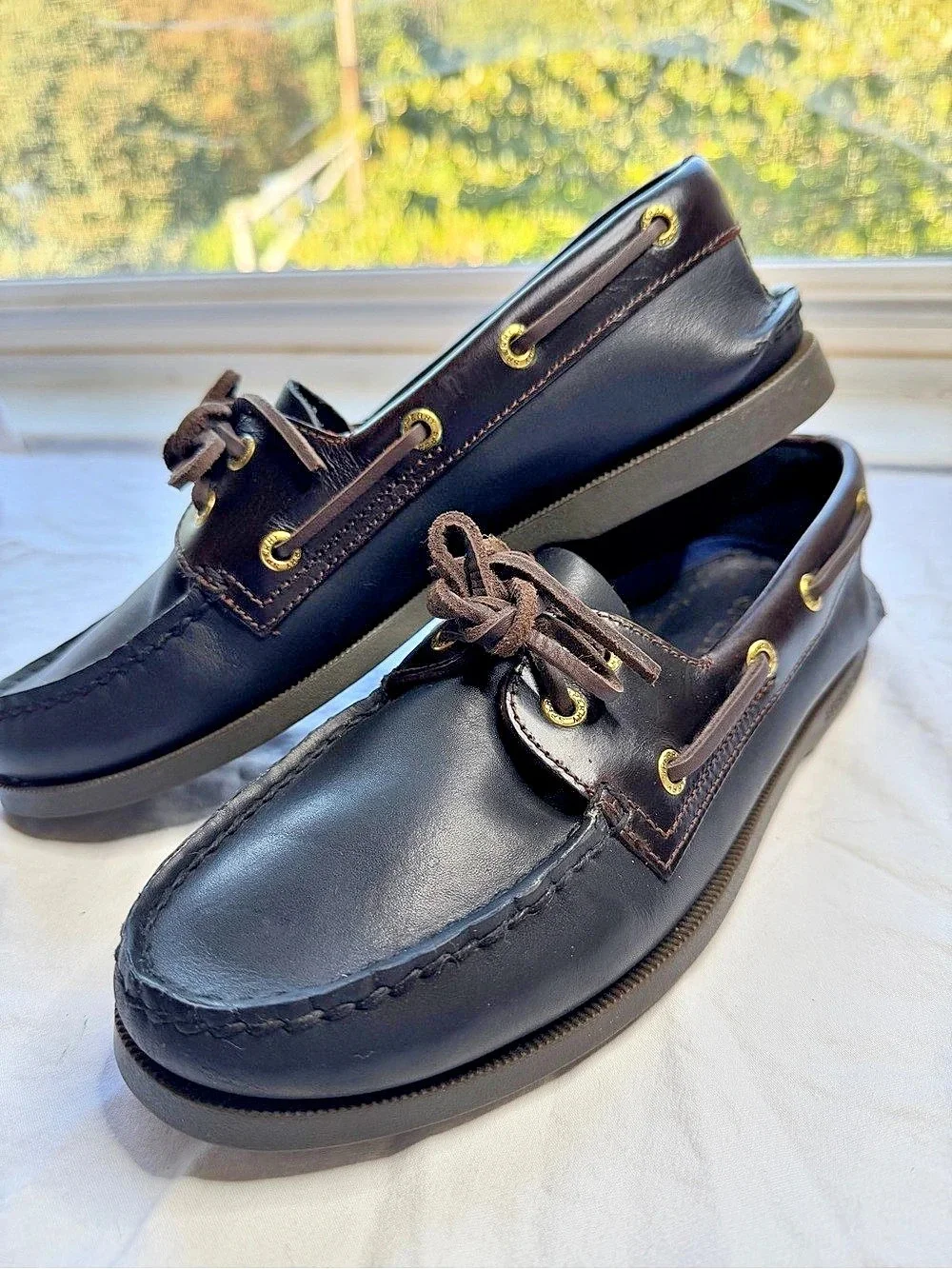 Sperry Men's Black and Brown Boat Shoes NEW US 8